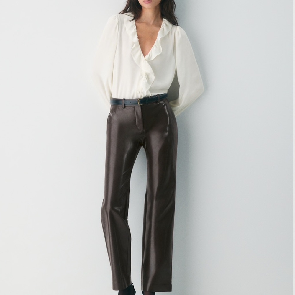 Aritzia Brown Vegan Leather Women's Pants